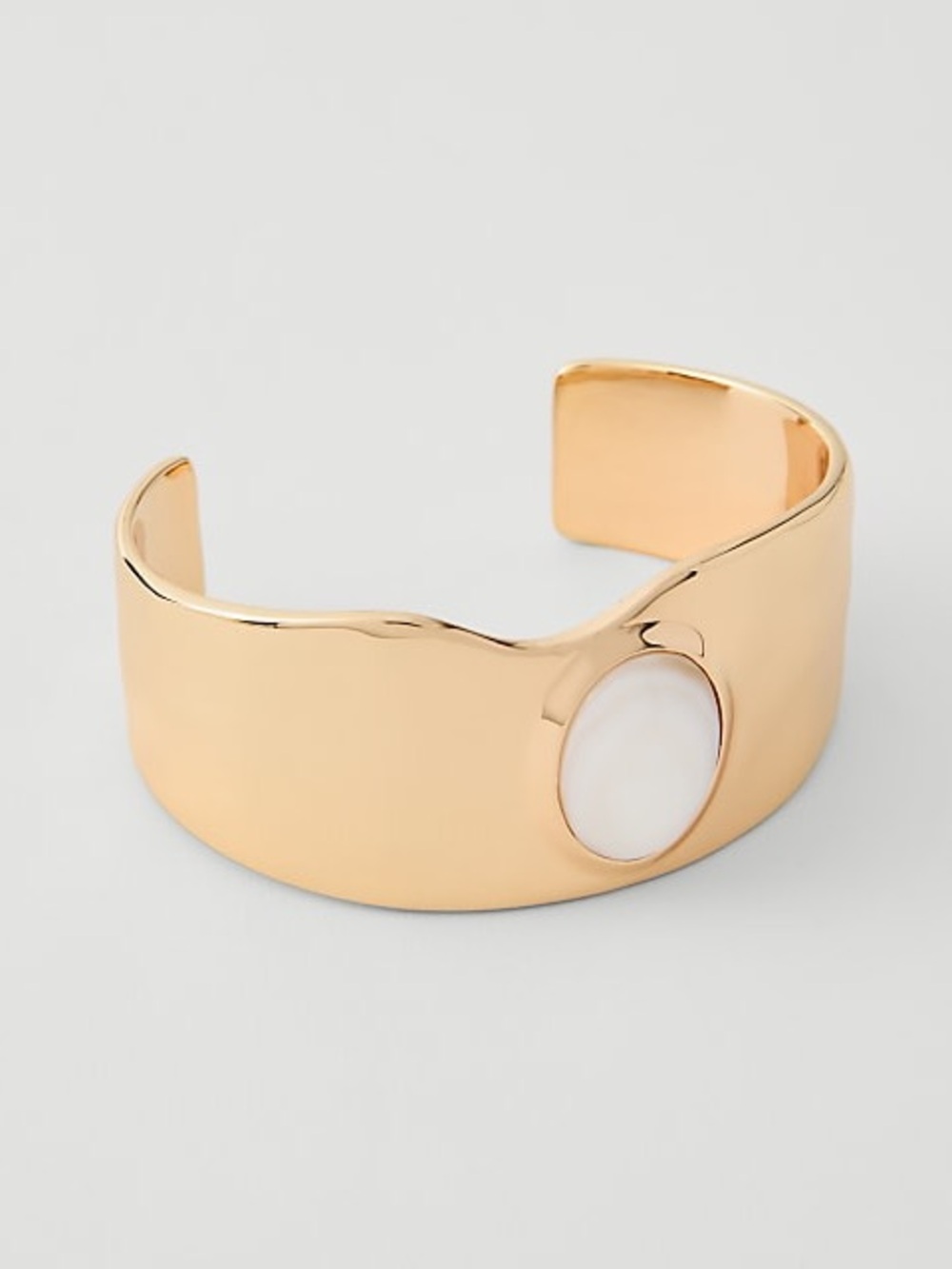 Gold Cuff Bracelet with White Stone, New w tags